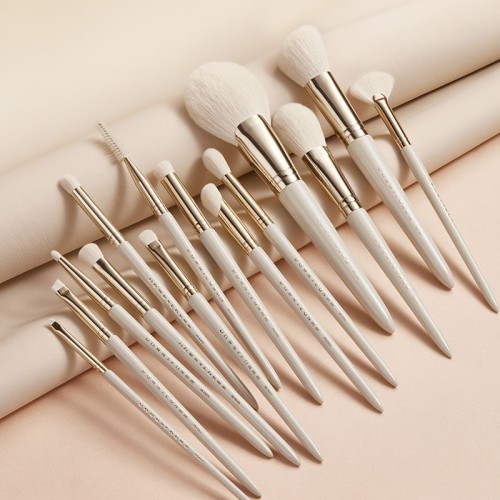 Custom Logo 14Pcs Premium Makeup Brush Set Luxury Champagne Gold Synthetic Hair Cosmetics Brush Kit OEM/ODM Manufacturer