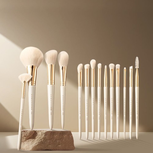 Custom Logo 14Pcs Premium Makeup Brush Set Luxury Champagne Gold Synthetic Hair Cosmetics Brush Kit OEM/ODM Manufacturer