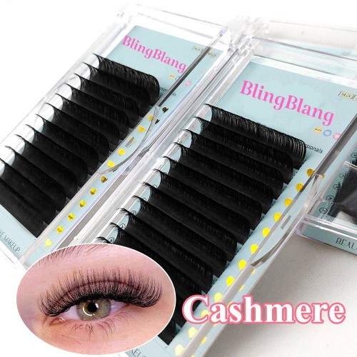 BlingBlang Handmade Natural Vegan Lash Extensions 8-15mm CC Curl Cashmere Matte Soft 0.07mm