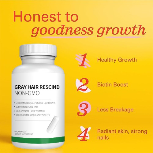 Gray Hair Rescind Non-GMO Hard Capsules 60 Counts Hair Nutrition Dietary Supplement OEM Private Label