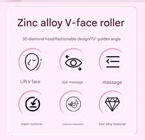 Y-Shape Metal Zinc Alloy Face Roller Massage Stick 3D Rolling V Face Lifting Massager