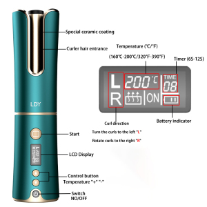 2021 Mini Usb Rechargeable Auto Cordless Rotating Hair Curling Iron Wireless Electric Automatic Hair Curler
