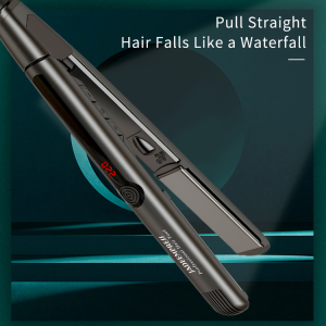 2021 new arrival black hair straightener titanium plate negative ion hair iron straightener with private label