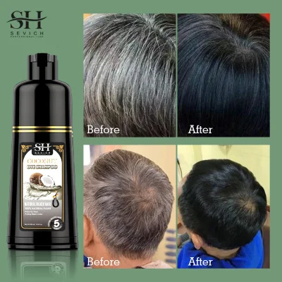 500ml Natural Ingredients Cover Hair Black Shampoo Healthy Hair Dye