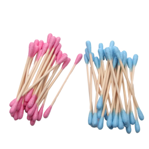 500pcs per box  Paper Bamboo Wooden Stick Make-up High-grade colored cotton swabs