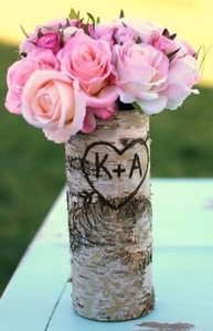 birch bark cylindrical flower pot for wedding supplies