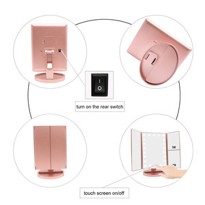 Cosmetic Make up Led Makeup Mirror with Lights USB Charging Foldable 22 Light Magnifying Makeup Mirrors