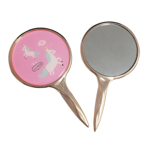 Cosmetic mirror Handheld hair mirror single side mirrors with printed unicorns