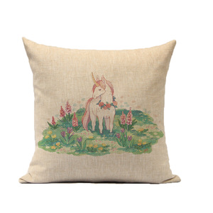 Cotton Linen Cushion Cover Unicorn Birthday Party Supplies Hold Hug Pillow