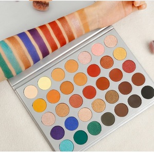 Custom high quality private label pressed matte 35 color eyeshadow palette with cardboard packaging