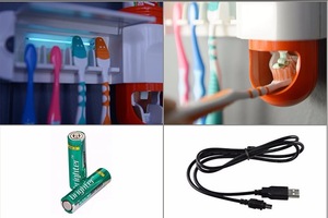 Electric UV Light Sanitizer Kills 99.9% Bacteria Toothbrush holder Sterilizer & Toothpaste dispenser