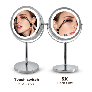 High Transparency Stand Desktop Led Makeup Mirror With Light