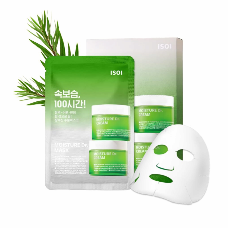 ISOI Moisture Dr. Mask Pack Hydrating Soothing Sheet Mask with Tea Tree Ceramide Hyaluronic Acid
