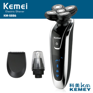 Kemei KM-5886 5D Heads Waterproof Rechargeable Electric Mens Shaver 3 in 1 Quiet Sound