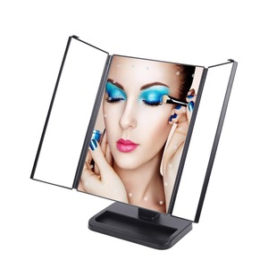 LED Touch Screen Makeup Mirror Portable Adjustable Magnifying Tabletop Cosmetic Folding Mirror 21 LED lights Tri Sided