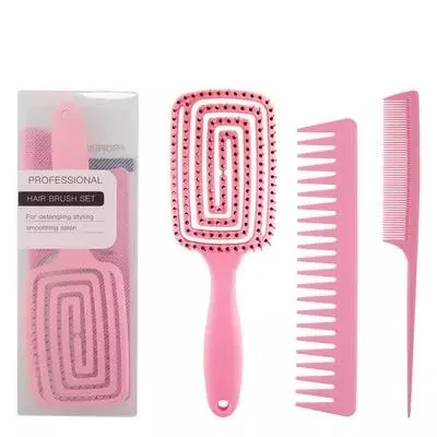 Private Label Custom Logo Pink Portable Flexible Hair Scalp Massage Wet Curly Wave Hair Brush Paddle Brush Detangling Hair Brush