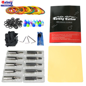 Solong Tattoo Gun Machine Power Supply 7 Inks Tips Grips Needles Professional Tattoo Kit