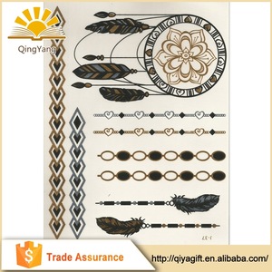 Traditional gold flash temporary body jewelry tattoo for wedding decoration