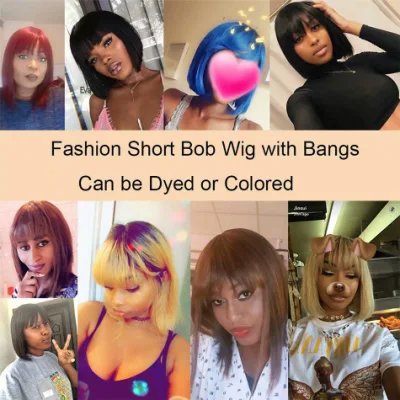 Wholesale Synthetic Available Without Lace Front China 100% Natural Remy Hair Brazilian Virgin Human Hair Short Bob Wig 10% off