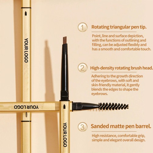 Private Label Rotatable Eyebrow Pencil With Brush OEM ODM,Waterproof Hypoallergenic,Natural Long Lasting,Custom Tube & Core Color,FDA & CPNP Compliant