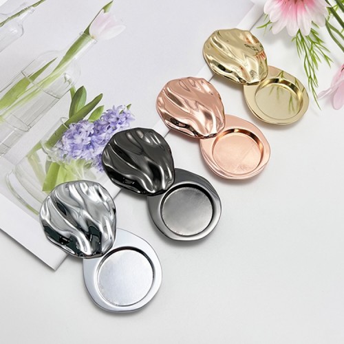 New Style Portable Unique Design Shell Shaped Convex Texture Solid Perfume Box Zinc Alloy Sliding Scented Balm Jar
