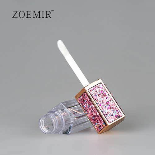 Bling sticker hexagon lip gloss container tube with wand