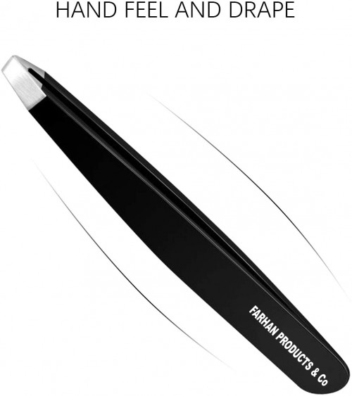 Stainless Steel Slant Tip Tweezers Professional Eyebrow & Eyelash Tweezers for Your Daily Beauty Routine ( Black )