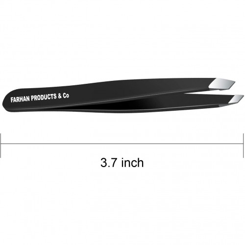 Stainless Steel Slant Tip Tweezers Professional Eyebrow & Eyelash Tweezers for Your Daily Beauty Routine ( Black )