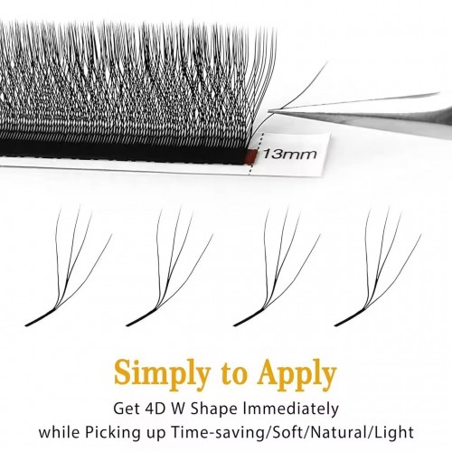 3D 4D 5D W Korean PBT Fiber Vegan Natural Long Eyelashes Premade Clover Premium Weave Lash Extension Trays