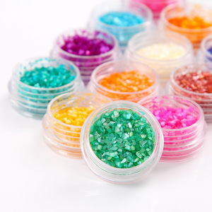 12 Colors Nail Art 3d Nail Art Decorations Sparkle Powder Crushed Sea Shell Glitter Tips