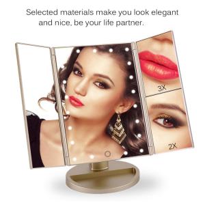2019 New 21 LED Lights Touch Screen 3x Makeup Mirror Cosmetic Tabletop LED Vanity Mirror