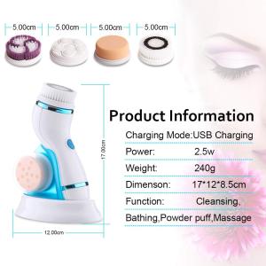 2021 Face Cleaning Waterproof Electric Facial Cleansing Brush Rechargeable Brush Replacements Facial Cleansing Brush Silicone