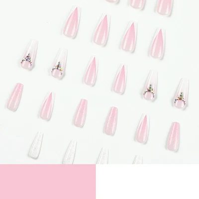 2023 Luxury Designed Reusable Pink Nude False Nails Long Short Nails
