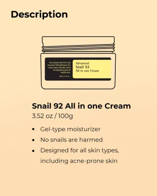 Beauty Cosmetics Skin Care Snail Face Cream Lock in Water and Repair Skin