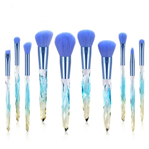 Best selling pravite label 10pcs crystal handle brush set professional beauty cosmetics make up brush tools