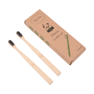 Biodegradable family travel Soft Bristles pack  bamboo charcoal toothbrush  pack of 2