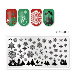 Christmas Design OM Series Custom Nail Art  Stamping Tools Image Plate With White Plastic Edge