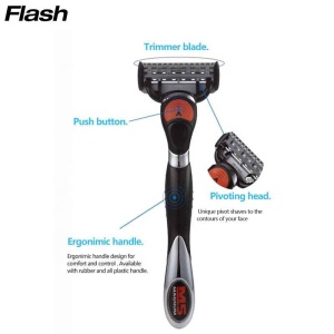 Flash Comfort And Replaceable 5 Blade Cartridges Barber Shaving Razor