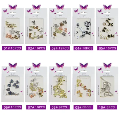 Nail Art Japanese New Style Nail Art Aurora Butterfly Love Bear Bow Chain Alloy Decorations