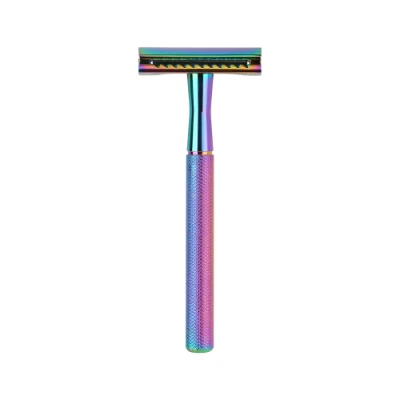 New Rainbow Color Customized Packaging Brass Handle Classic Design Metal Shaver Wet Shaver Safety Razor