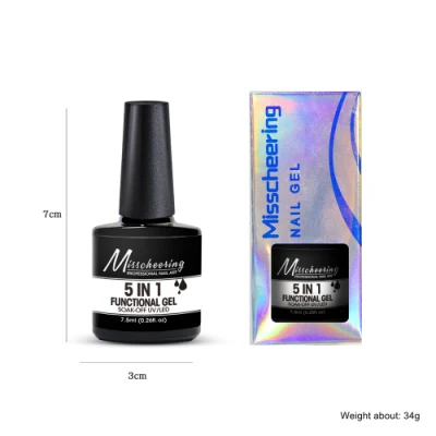 Professional 5 in 1 Functional Nail Art Gel Base Coat Top Coat Building Gel Nail Extension Diamonds Glue