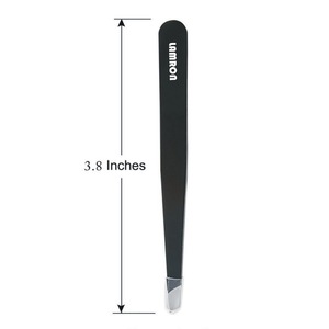 Professional Eyebrow Tweezers Flat/Slanted Tip Black Color