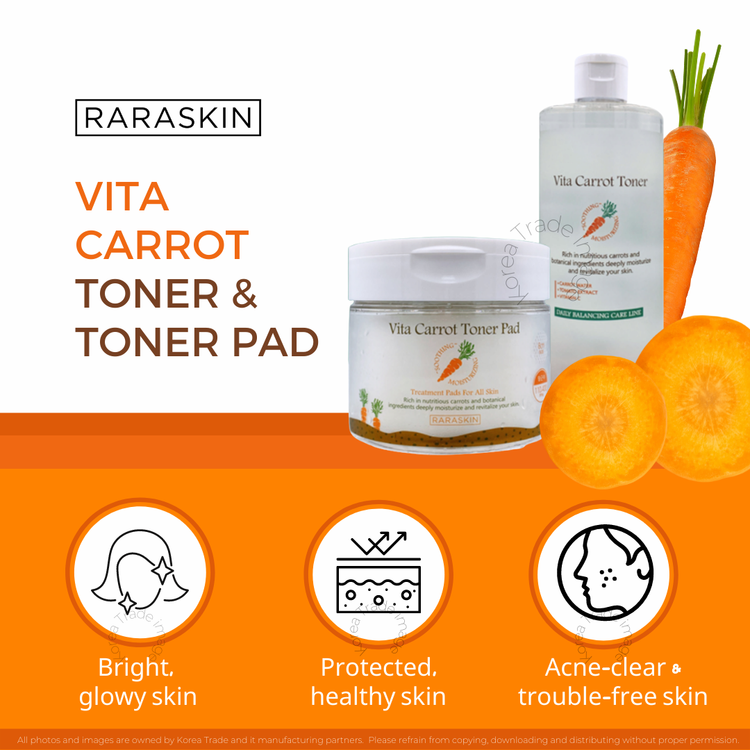 RARASKIN VITA CARROT TREATMENT TONER PAD AND TONER