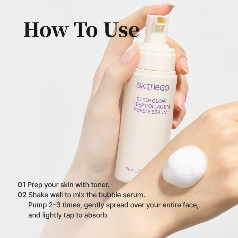 SKINEGO SUPER GLOW DEEP COLLAGEN BUBBLE SERUM, KOREAN SKINCARE, AMPULE, SERUM, COLLAGEN