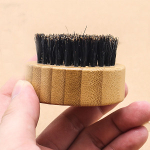 TS-1022 Round Bamboo Handle Boar Bristle Beard Brush