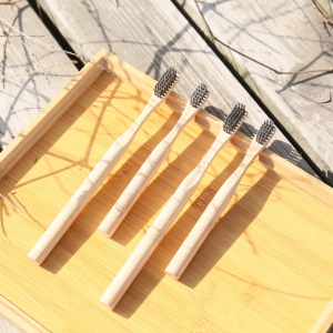 Wholesale custom logo eco friendly natural bristle charcoal bristle bamboo toothbrush biodegradable