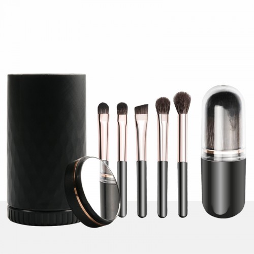 6 in 1 Travel Makeup Brush Set with Mirror