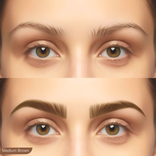 Professional semi-permanent makeup kit featuring multi-colored eyebrow tinting powder for long-lasting brow looks.