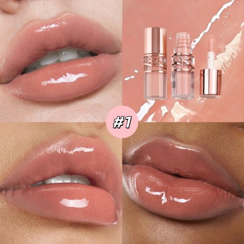 High quality custom logo nude lipgloss high pigment Water Glossy Moisturizing Hydrating Lip gloss with pouch