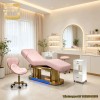 Luxury Pink PU Aesthetic Massage Bed with 3 Motors Electric Lifting and and LED Ambient Light for Professional Wellness Salon